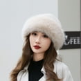 thumbnail image 4 of Gifts Fashion Cover Head Cap Ear Protection Solid Warm Winter Hat Faux Fur Hat Earmuffs Cap Berets BEIGE, 4 of 8