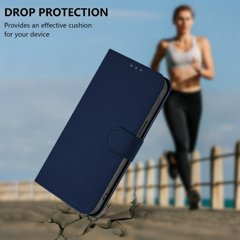 Custodia Portafoglio Per Wiko Power U10/U20: Cover Libro Con Glitter E Farfalle, Blu, Antishock, Slot Carte