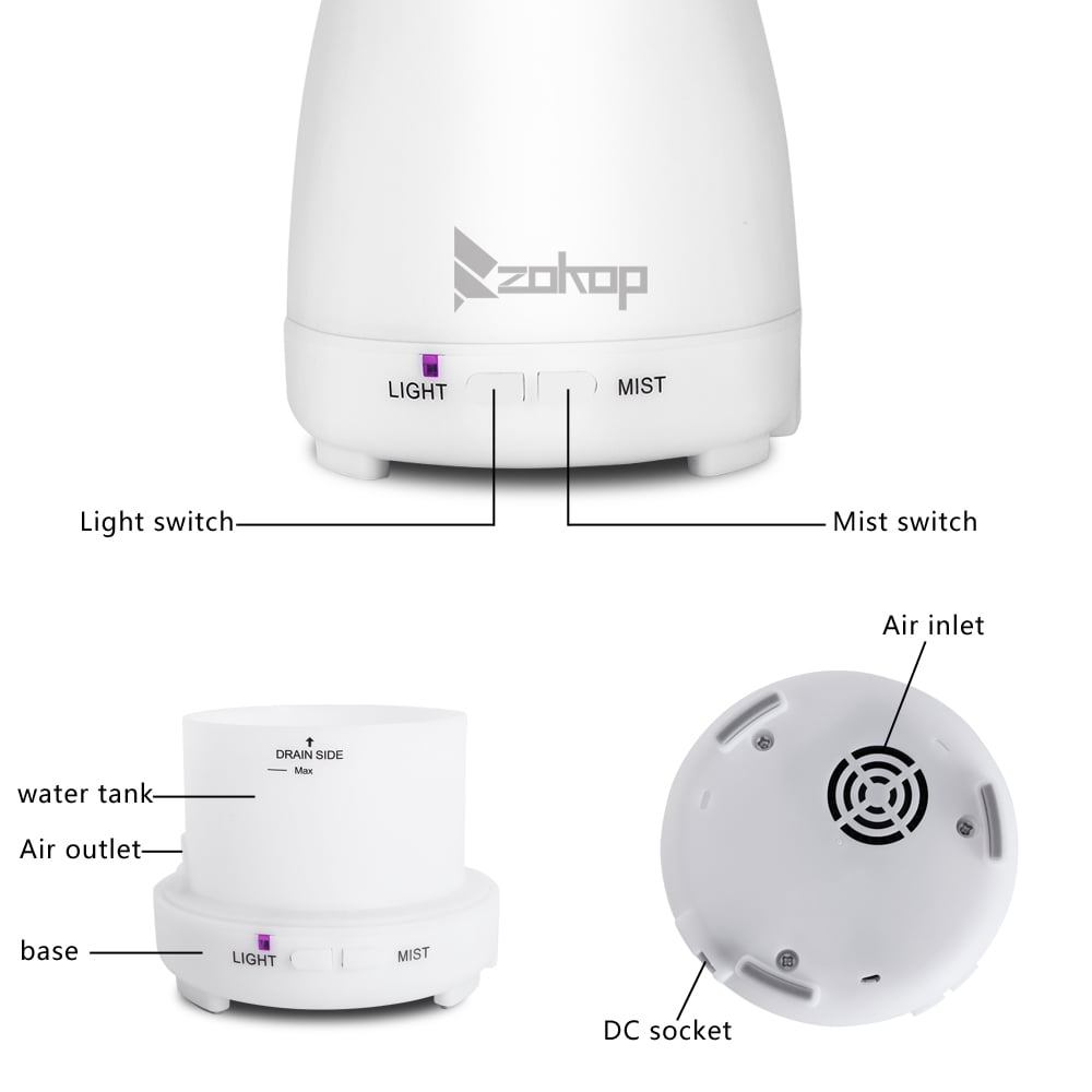 110V 200ML Aroma Diffuser with White Controller US Plug, Portable for Bedroom, Livingroom