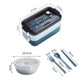 thumbnail image 4 of 1 contenedor de almuerzo tipo bento apilable con utensilios para meriendas. azul con tazón de sopa, 4 of 9