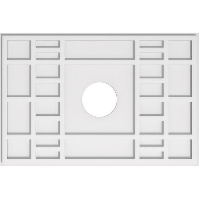 Ekena Millwork CMP34X22BX-06000 6 in. ID x 11.75 in. Rectangle Beaux Architectural Grade PVC Contemporary Ceiling Medallion