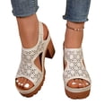 thumbnail image 4 of Viluyesy Womens Chunky Heeled Sandals, Thick Sole Peep Toe Hollow Out Summer Fashion Dressy Pumps Shoes Beige US5.5, 4 of 8
