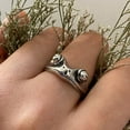 thumbnail image 4 of PAMTIER Unisex Stainless Steel Vintage Personalized Cute Lifelike Animal Frog Finger Ring Beneficial Insects Non-mainstream Silver Size 7, 4 of 6