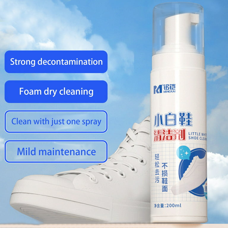 Shoe Whitener,Shoe Whitener Cleansing for Sneakers,White Shoe Foam Cleaner  No-Clean Shoe Bubble Stain Remover Brush Shoe White Shoe Cleaner 200ml