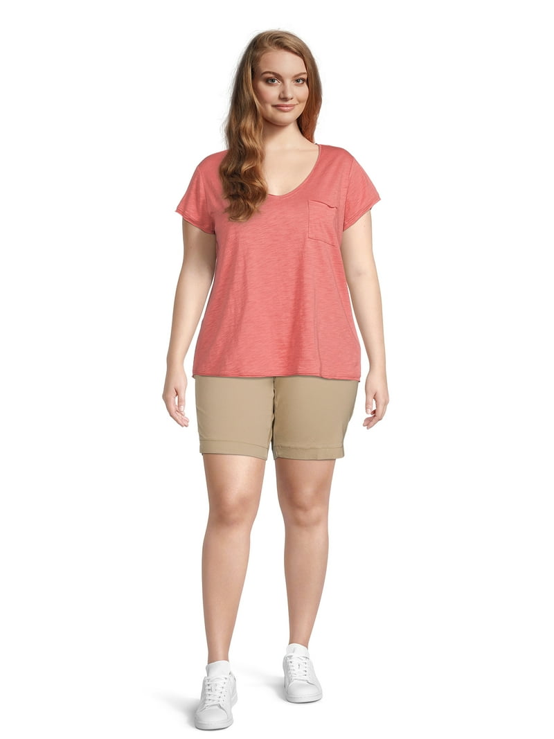 Zimaes Women's Baggy Cotton Shorts – Plus Size Pure Color Lounge Pants, Casual Comfort Fit