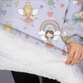 thumbnail image 3 of Oversized Wearable Blanket Hoodie,Light Purple Fairy Princess Pattern Sherpa Blanket Hoodie with Super Pockets,Super Warm Fuzzy Pullover for Women & Men, 3 of 6