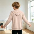 thumbnail image 4 of XAOFW Solid Color Zip Up Hoodies For Boys Zipper Long Sleeve Hooded Sweatshirt With Front Pockets Lightweight Outdoor Wear Pullover For Kids Stylish Top 7-8 Years, 4 of 6
