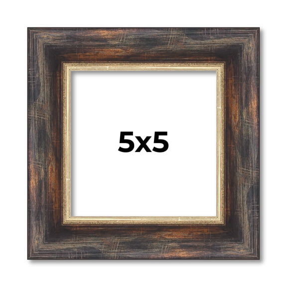 5x5 In Frame Gold Real Wood Picture Frame Width 1.5 inches | Interior Frame Depth 0.5 inches |