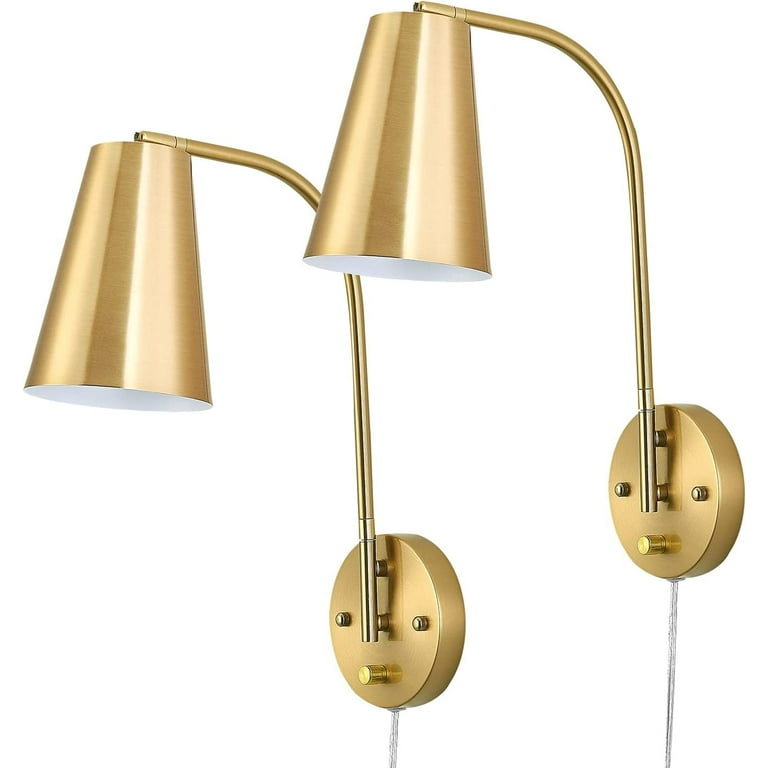 Wall Lamp Set of 2 Modern Plug in Wall Sconces Gold Wall Sconce