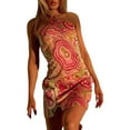 thumbnail image 2 of Kmbangi Women Close-fitting Dress Multicolor Sleeveless Print One-piece, 2 of 6