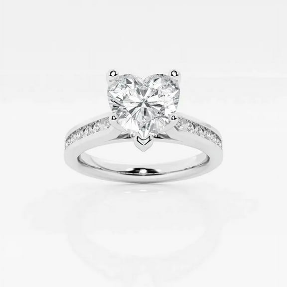 Zoya Jewel Heart Cut 1.9 Ct Simulated Diamond Engagement Ring – Channel Set Style – 14K White Gold Plated – Romantic Valentine Gift