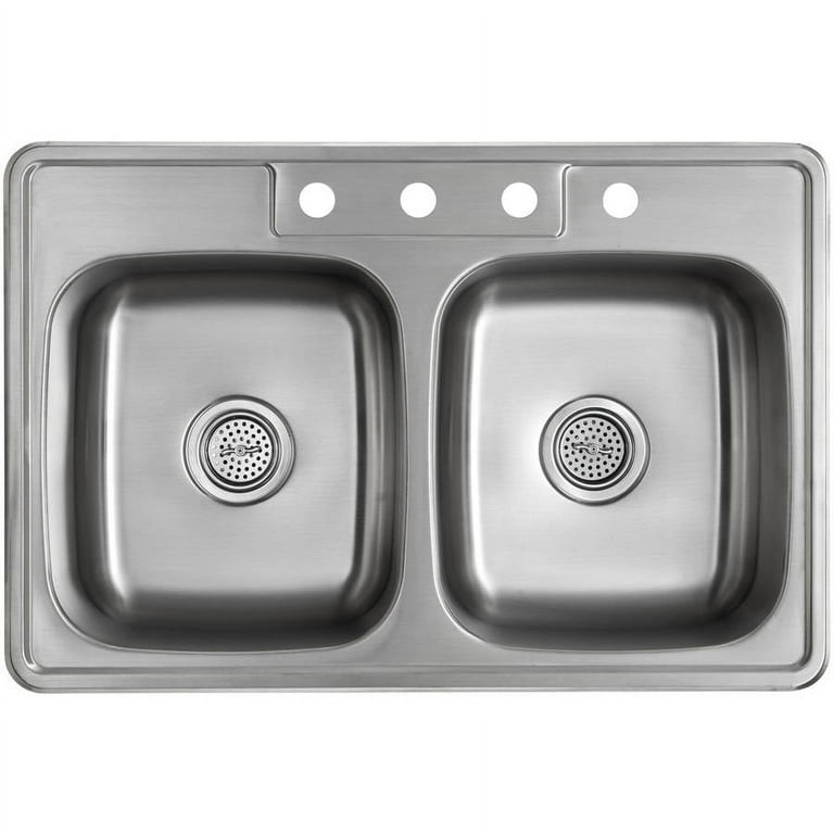 Magnus Sinks 33-in x 22-in 20 Gauge Stainless Steel Double Bowl Kitchen Sink Magnus Sinks 33-in x 22-in 20 Gauge Stainless Steel Double Bowl Kitchen Sink