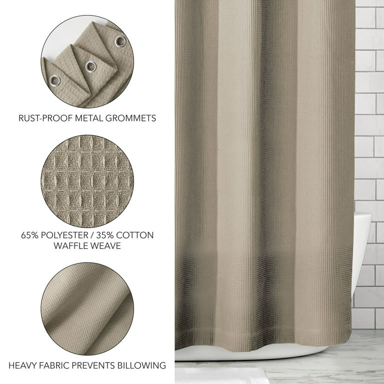 mDesign Cotton Waffle Knit Shower Curtain for Bathroom, 72 x 72