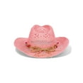 thumbnail image 2 of No Boundaries Paper Rancher Hat with Beads, Women’s, One Size, Coral, 2 of 3