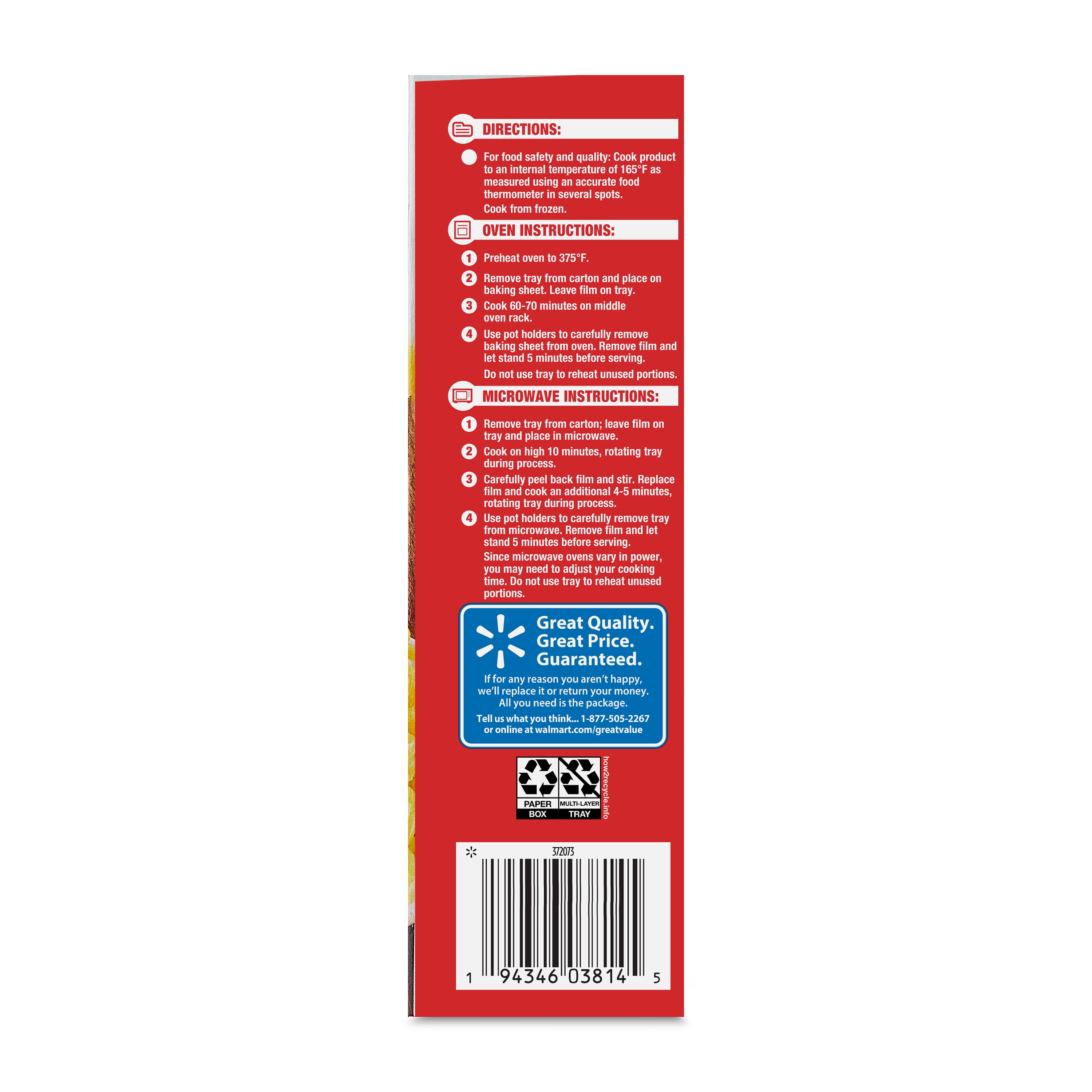 Great Value Spaghetti and Meatballs, 28 oz (Frozen)