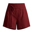 thumbnail image 5 of GERsome Shorts for Women Wide Leg Side Lace-Up Waist Summer Vacation Lounge Shorts with Pockets Wine Size S, 5 of 8