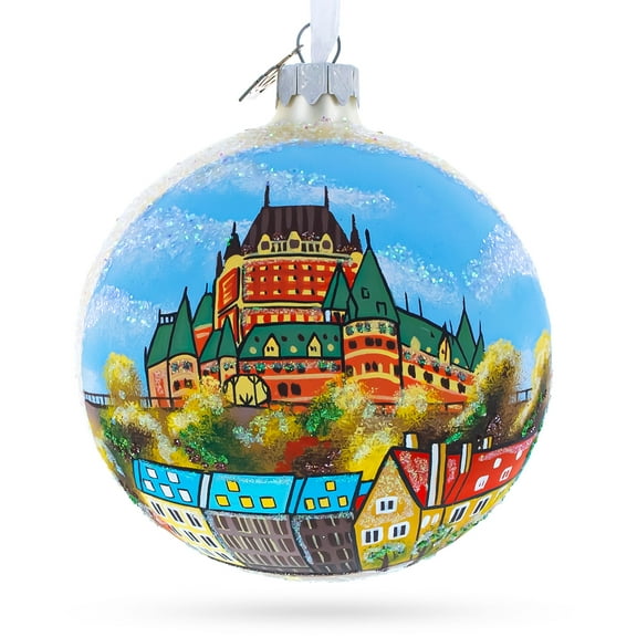 Old Quebec City, Canada Glass Ball Christmas Ornament 4 Inches