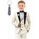 thumbnail image 1 of Traje de esmoquin Tesscy para niños, traje formal de boda, color marfil, talla 2T, 1 of 6