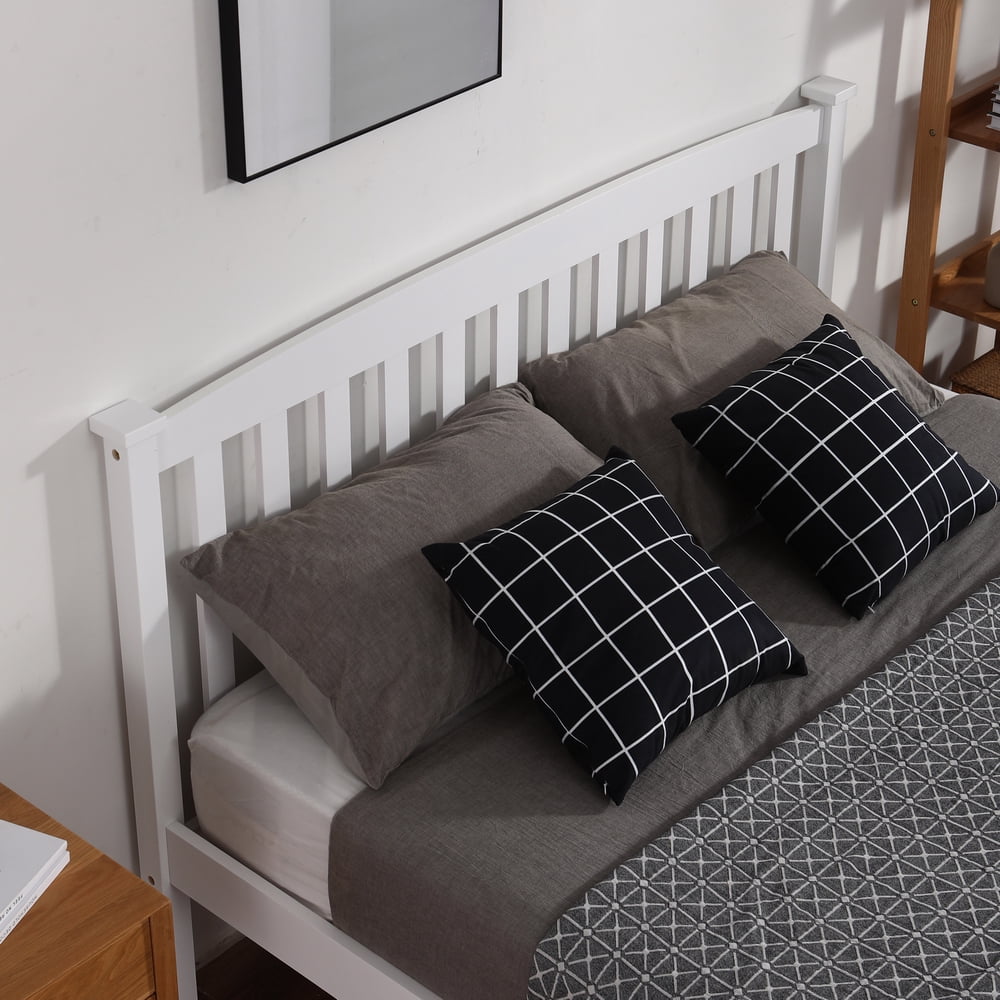 Kepooman Pine Platform Bed Frame with Headboard/wood Plank Support/no Spring Required/easy to Assemble, Queen Size-White Kepooman Pine Platform Bed Frame with Headboard/wood Plank Support/no Spring Required/easy to Assemble, Queen Size-White