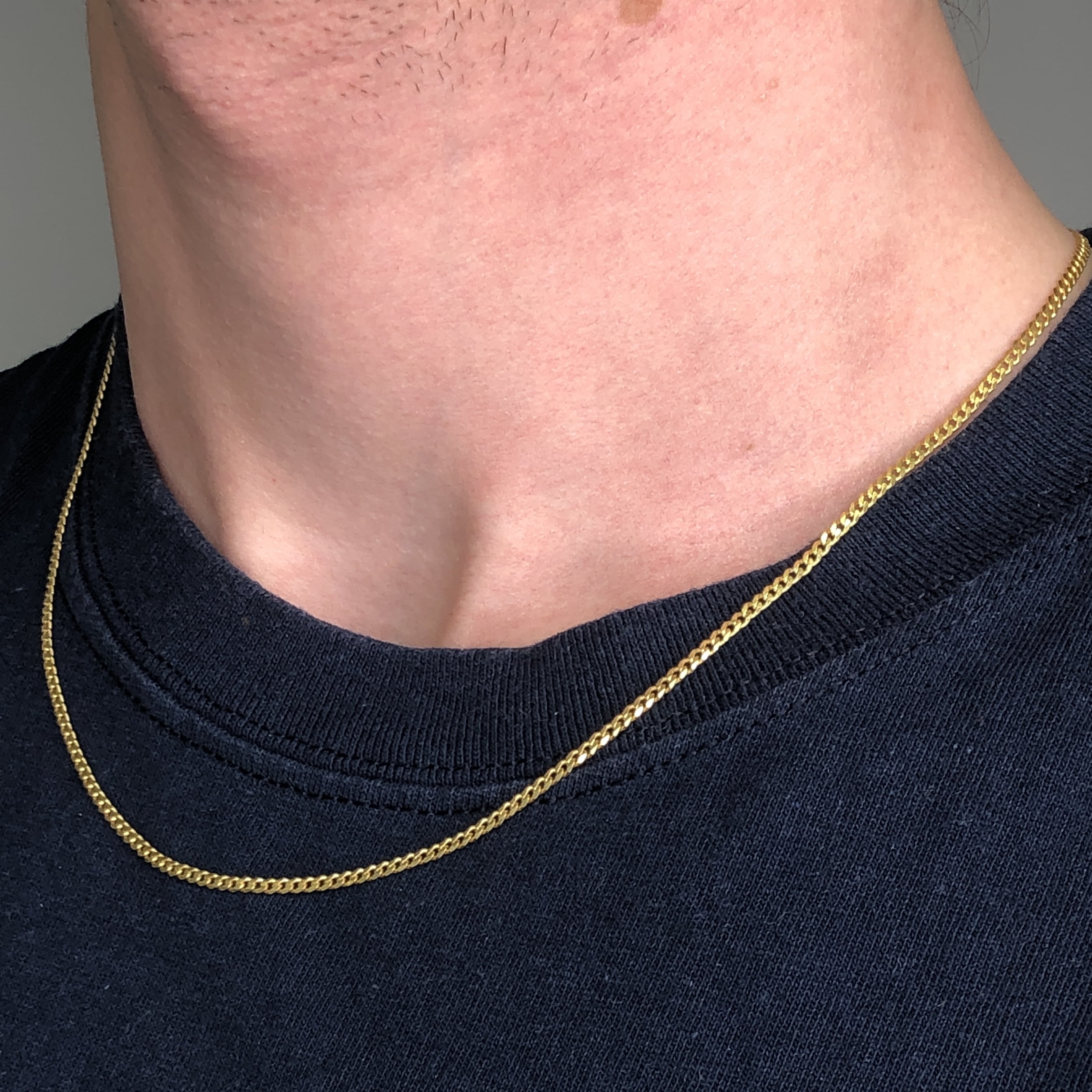 Solid 1/20 14k Yellow Gold Real Cuban Link Chain Necklace Mens Womens  20 inches 2mm