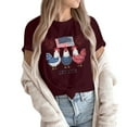 thumbnail image 3 of Women's Patriotic Chicken Graphic T-Shirt USA Flag & Fireworks Design 4th of July Casual Tee EST. 1776 Pink Shirt, 3 of 6