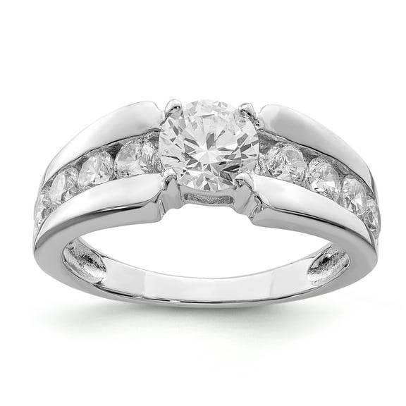 925 Sterling Silver Rhodium Plated Cubic Zirconia Ring Size 6 Ring for Women