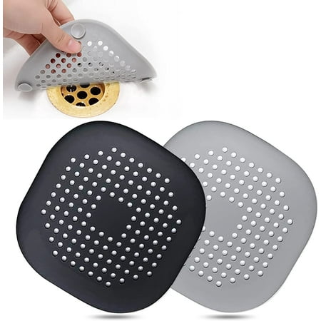 

Hair Drain Catcher Square Drain Cover for Shower Silicone Hair Stopper with Suction Cup Easy to Install Suit for Bathroom Bathtub Kitchen 2 Pack(Black)