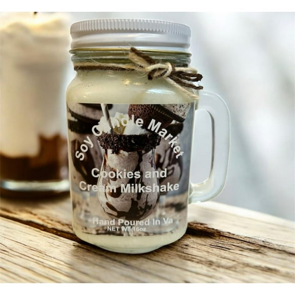 Soy Scented Candles | Handmade & Highly Aromatic Candles Burns Upto 85 Hours in Glass Jar - Perfect for Home Decor, Wedding, Birthday, Dinner (Cookies & Cream Milk-Shake, 16 oz)