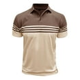thumbnail image 6 of RMGVDSD Men Golf Polo Shirts Men's Summer Fashion Casual Short Sleeved Striped Shirt Lapel T Shirt Color Matching Top Loose Fit Comfy Tops, 6 of 7