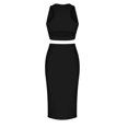 thumbnail image 4 of Tumotour 2 Piece Outfits Set For Women Casual Sexy Round Neck Sleeveless Ribbed Tank Top Bodycon Slit Midi Skirt Outfit Dress Set, 4 of 9