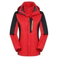 thumbnail image 4 of Lcziwo Womens Raincoats with Hood Outdoor Hiking Climbing Jackets Patckwork Waterproof Pockets Trench Coats Three in One Lightweight 2025 Windbreaker Red,M, 4 of 4