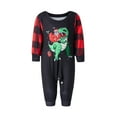thumbnail image 5 of Conjunto de pijamas navideños a juego para toda la familia, camiseta con estampado de dinosaurio y Papá Noel y pantalones a cuadros, 5 of 5