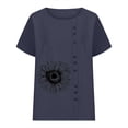 thumbnail image 3 of Birdeem Blouses pour Femmes Été Col Rond Manches Courtes Mode Décontractée Imprimé Bouton Haut T-Shirt, 3 of 9