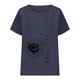 thumbnail image 2 of Camiseta Casual de Manga Corta con Botón de Cuello Redondo de las Mujeres, Tops Cortos para las Mujeres, 2 of 3