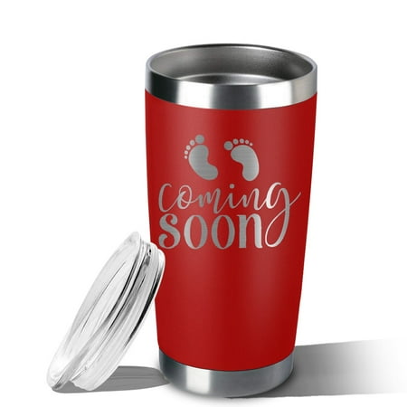 

20oz Stainless Steel Funny mug with Lids Reusable for Kids or Friends Footsteps are coming soon (Red)