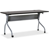 Lorell Espresso/Silver Training Table Rectangle Top - Four Leg Base - 4 Legs - 60" Table Top Width x 23.50" Table Top Depth - 29.50" Height x 59" Width x 23.63" Depth - Assembly Required - Espresso, S