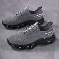 thumbnail image 4 of Men's All Black Woven Knit Lace Up Running Sneakers, Air Cushion Shock Absorbing Breathable Athletic Walking Shoes, 4 of 5