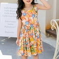 thumbnail image 2 of Zwiiyzr Toddler Girl Summer Dress Baby Girls Sleeveless Graphic Print Children'S Clothing for 3-15 Years Baby Clothes Orange, 2 of 3