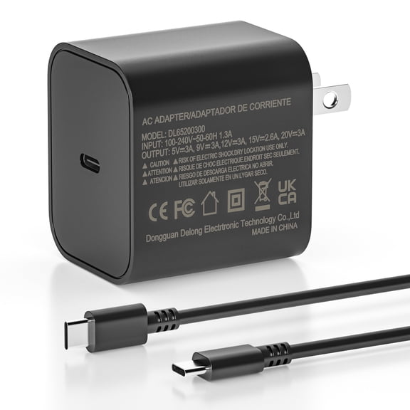 60W Charger Replace for Nintendo Switch 2/1 Charger, OLED, Lite, Dock, Joy-Con, PS5 Pro Controller & Steam Deck, PD3.0 Fast Charging Adapter, Support 4K TV Docking Mode, Include 5FT USB-C Cable