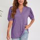 thumbnail image 1 of Fiudx Ofertas de La Semana Camiseta Holgada de Manga Sólida con Cuello En V para Mujer, Top/Camisa de Manga Corta con Cuello En V, 1 of 4