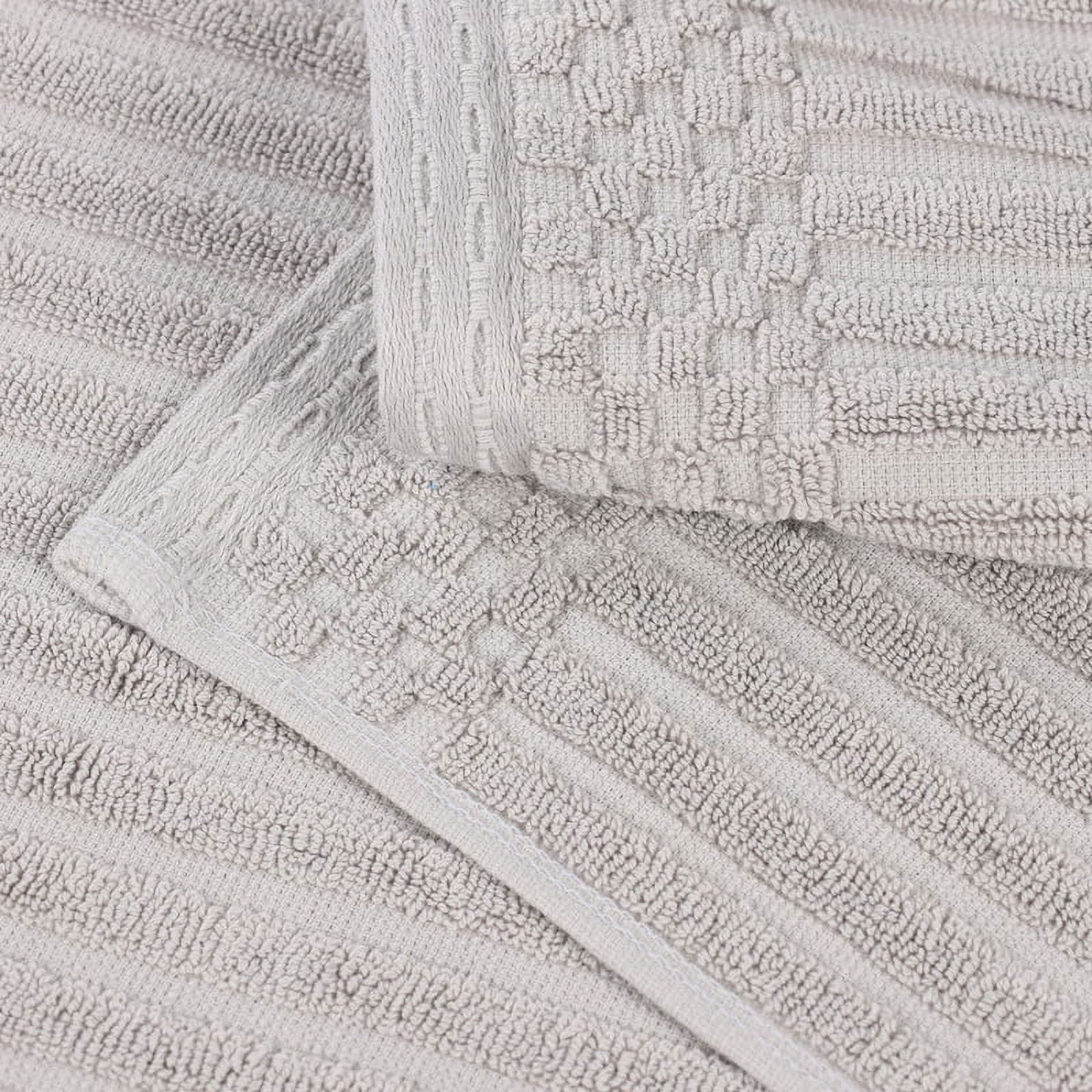 Superior Soho Ribbed Cotton 8-Piece Assorted Towel Set, Silver