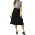 thumbnail image 2 of INSPIRE CHIC Plaid Tops for Women's Tie Neck Peter Pan Collar Shirt Black XS, 2 of 6