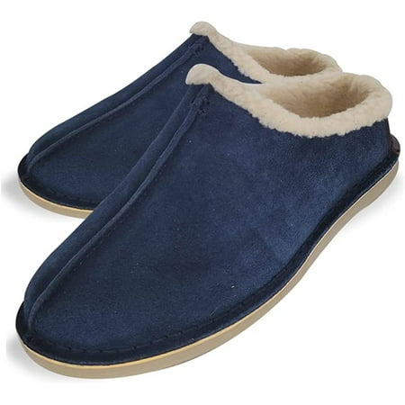 

Clarks Men s Suede Leather Clog Slippers with Faux Shearling Collar Open Back Slip-Ons (10 M US Navy)