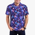 thumbnail image 1 of Balery Skull daisy purple Camisa Polo de Hombre con Estampado, de Manga Corta y Tejido Medio, Camisa Tipo Golf Polo-Small, 1 of 6