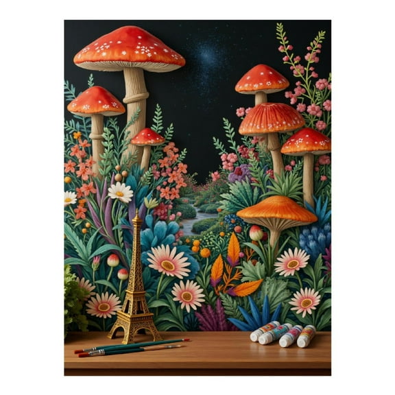 Diamond Art Kit for Adults, Enchanted Forest Mushroom Art Diamond Painting for Adults Beginners, DIY Diamond Art Painting Kits, 5D Diamond Painting Crafts for Home Decor 12x16 Frameless