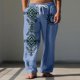 thumbnail image 1 of Pantalones largos para hombre, cintura elástica, transpirables, cómodos, suaves, informales, de playa, de poliéster., 1 of 5
