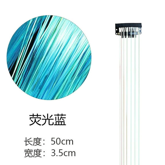 Xiao Hua 8 Pcs Clip in Hair Tinsel , 20 Inch Heat Resistant Glitter Fairy Hair Tinsel Clip in Extensions, Sparkle Strands Festival Gift Party Hair Accessories for Women Girls，Fluorescent Blue