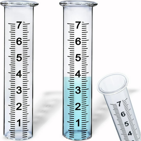 2 Pack Plastic Rain Gauge Replacement Tubes,Happon 7" Capacity Outdoor Rain Gauges Freeze Proof Rain Gauges for Garden Yard Outdoor Home Rain Gage