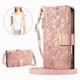 thumbnail image 3 of Floral Embossed Zipper Wallet Case for Samsung Galaxy A26 5G, Soft TPU and PU Leather with Lanyard & Card Slots & Kickstand & Magnetic Clasp, Shockproof Drop Protective Rugged Case Cover, Rosegold, 3 of 13