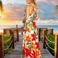 thumbnail image 3 of Hvot&aat Women's Elegant Bohemian Floral Maxi Dress Wrap V-Neck Wedding Bridesmaid Dress Halter Long Evening Prom Maxi Dress, 3 of 7